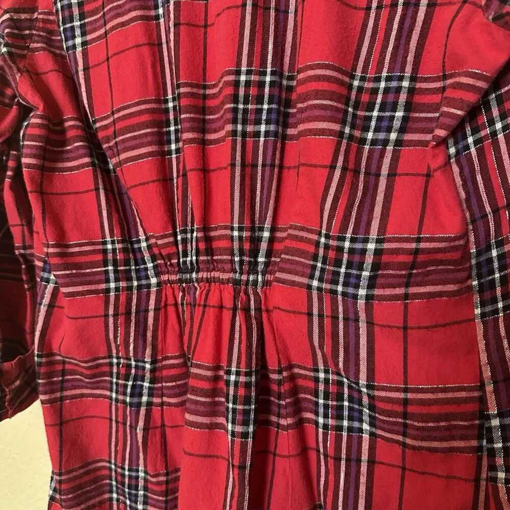 Victoria’s Secret Women’s Red‎ Plaid Button Down Nightgown Nightshirt Small